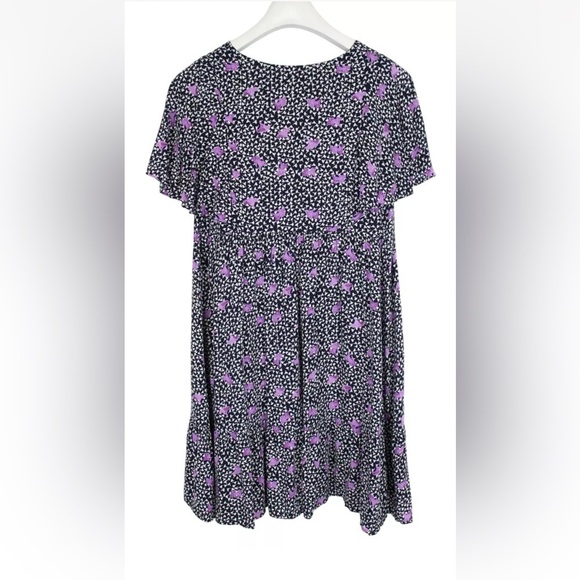 Maje Risee Floral Purple Oversized Flutter Sleeve Mini Dress Size FR 38 (US 6) - Picture 3 of 15